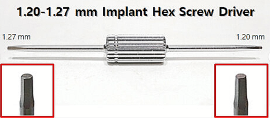 Two way implant hex screwdriver 1.20mm-1.27mm